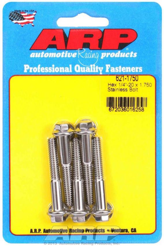 ARP ARP621-1750 S/S Bolt Kit - 6pt. (5) 1/4-20 x 1.750