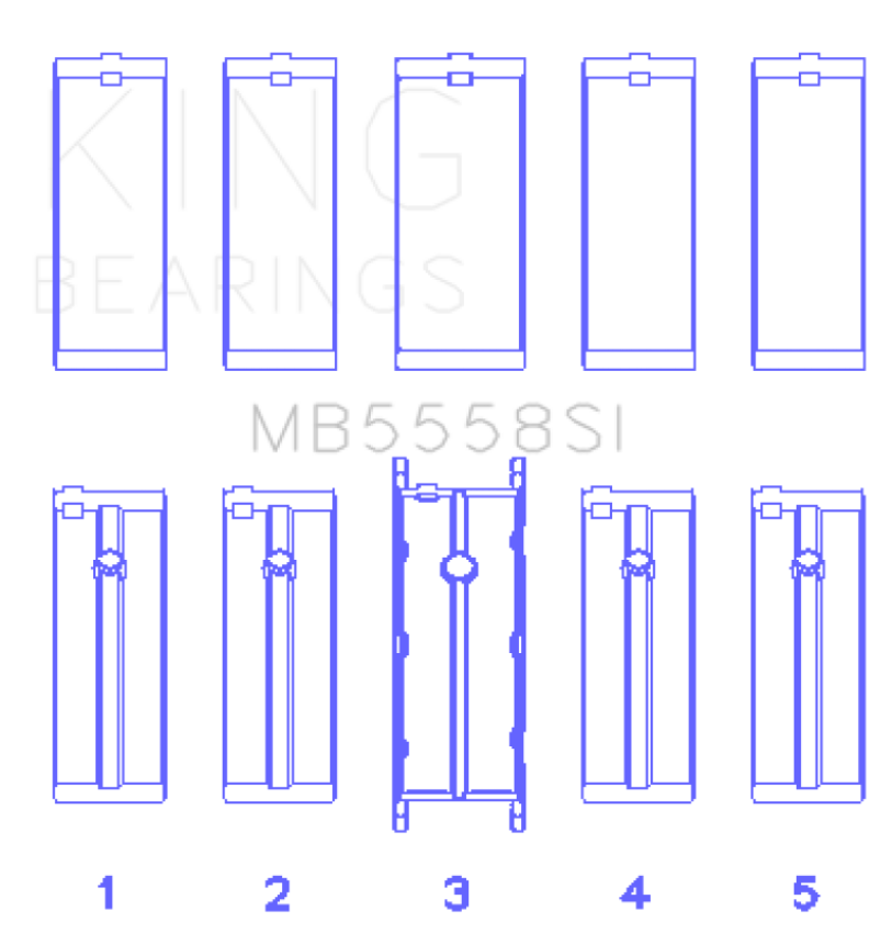 King Engine Bearings MB5558SI0.75 Ford R6A/114Ci 1.9L/121Ci 2.0L (Size +0.75mm) Main Bearing Set