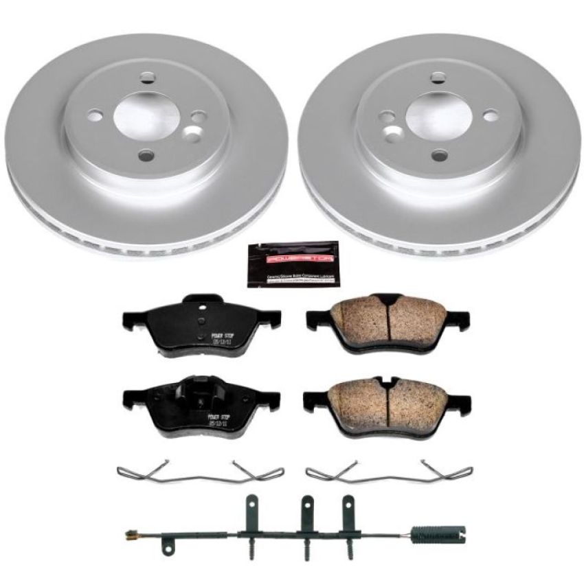PowerStop CRK5724 Genuine Geomet Coated Rotor and Carbon-Fiber Ceramic Brake Pad Kit