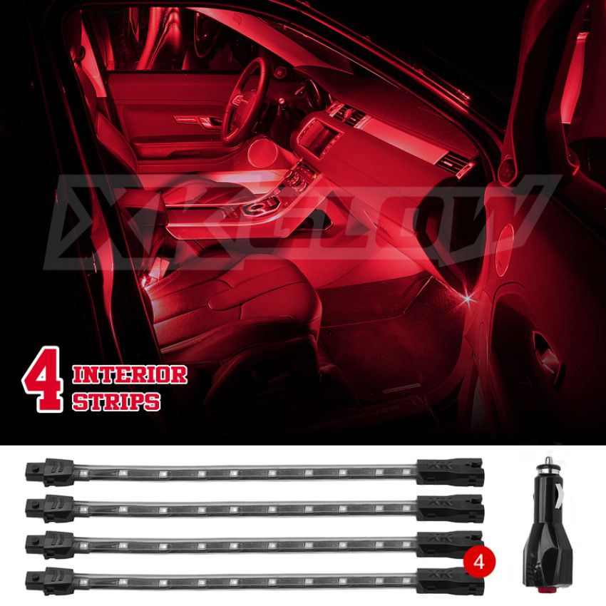 XKGLOW XK041004-R XK Glow Single Color  UnderglowLED Accent Light Car/Truck Kit Red - 4x8In