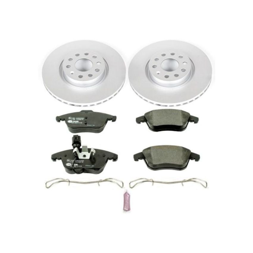 PowerStop ESK2963 Genuine Geomet Coated Rotors, ECE-R90 Brake Pads + Hardware Kit
