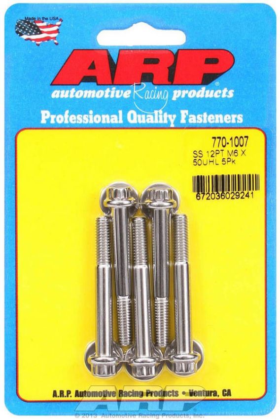 ARP ARP770-1007 S/S Bolt Kit - 12pt. (5) 6mm x 1.00 x 50mm