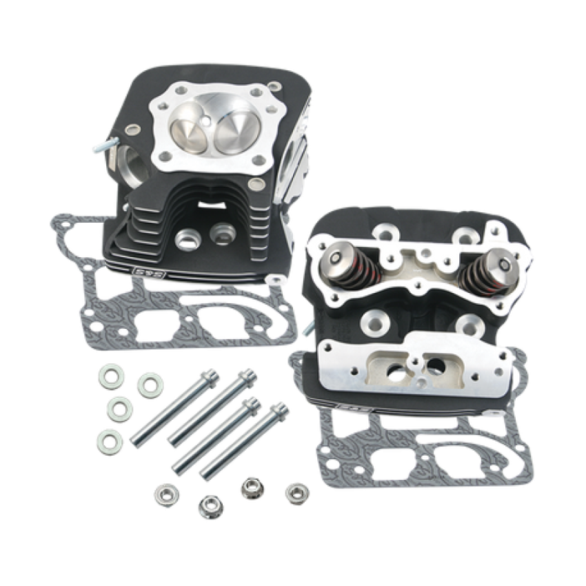 S&S Cycle 900-3249 2006 Dyna 91cc .032in Manifold Surface Cylinder Heads - Wrinkle Black