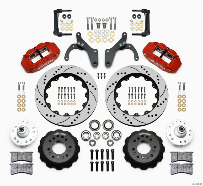 Wilwood 140-12465-DR Narrow Superlite 6R Front Hub Kit 14.00in Drill Red 59-64 Chevy Impala / 63-64 Corvette