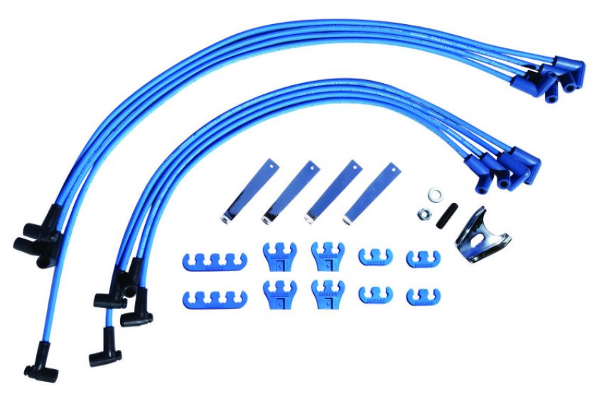 Moroso 72752 Chevrolet Small Block Ignition Wire Dress-Up Kit - HEI - Blue Max - Spiral Core