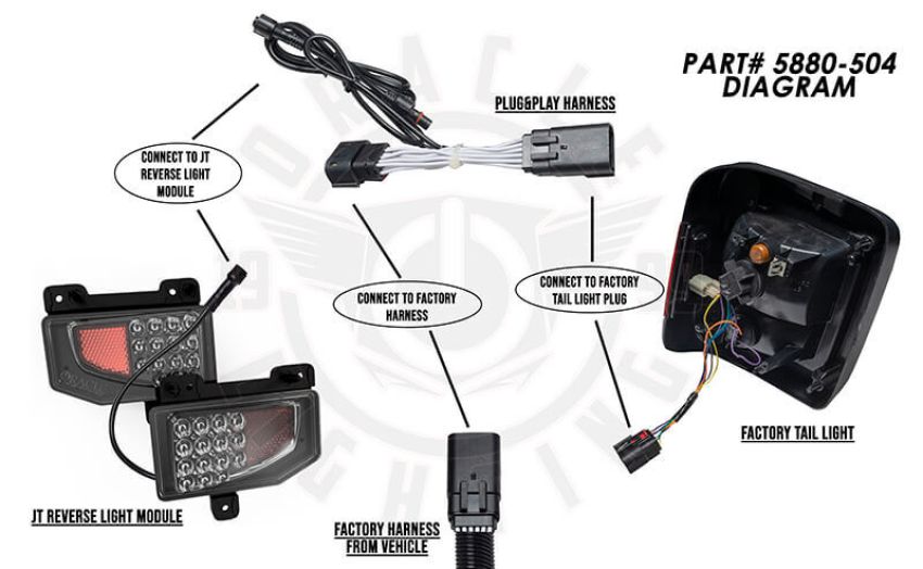 Oracle Lighting 5880-504 Plug & Play Wiring Adapter for Jeep Gladiator JT Reverse Lights