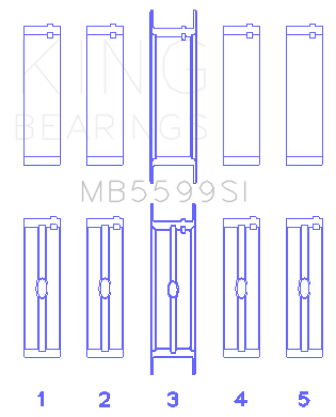 King Engine Bearings MB5599SI King International 421CI/446CI V8 (STD Size) Crankshaft Main Bearing Set