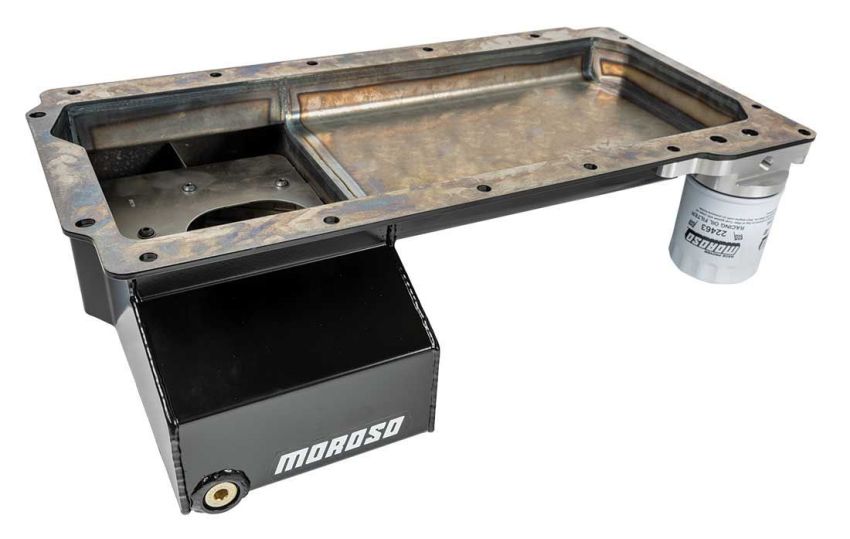 MOROSO MOR20138 LS Front Sump Steel Oil Pan w/Oil Filter Adapter