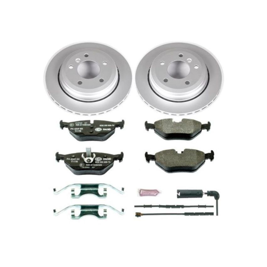PowerStop ESK2970 Genuine Geomet Coated Rotors, ECE-R90 Brake Pads + Hardware Kit