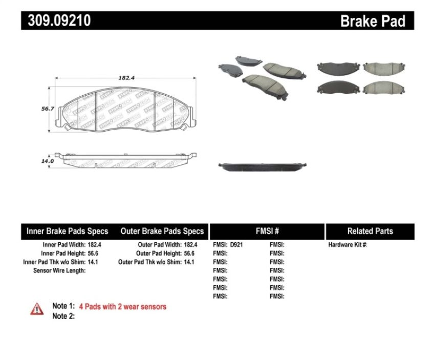 Stoptech 309.09210 Performance Brake Pads