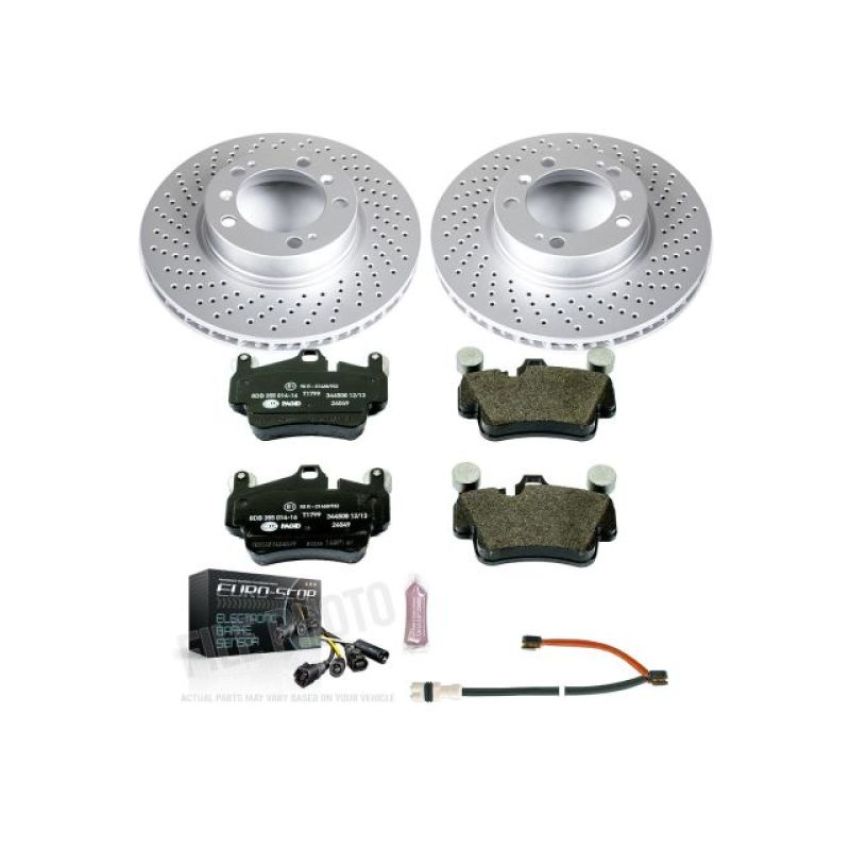 PowerStop ESK6731 Genuine Geomet Coated Rotors, ECE-R90 Brake Pads + Hardware Kit
