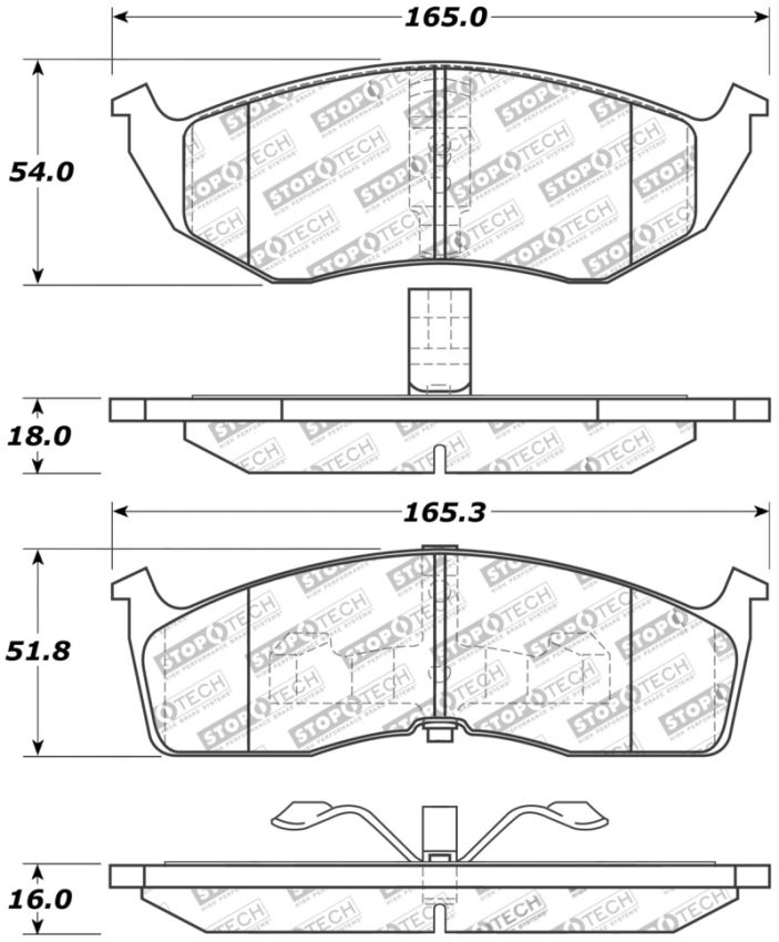 Stoptech 309.05910 Sport Brake Pads w/Shims and Hardware - Front