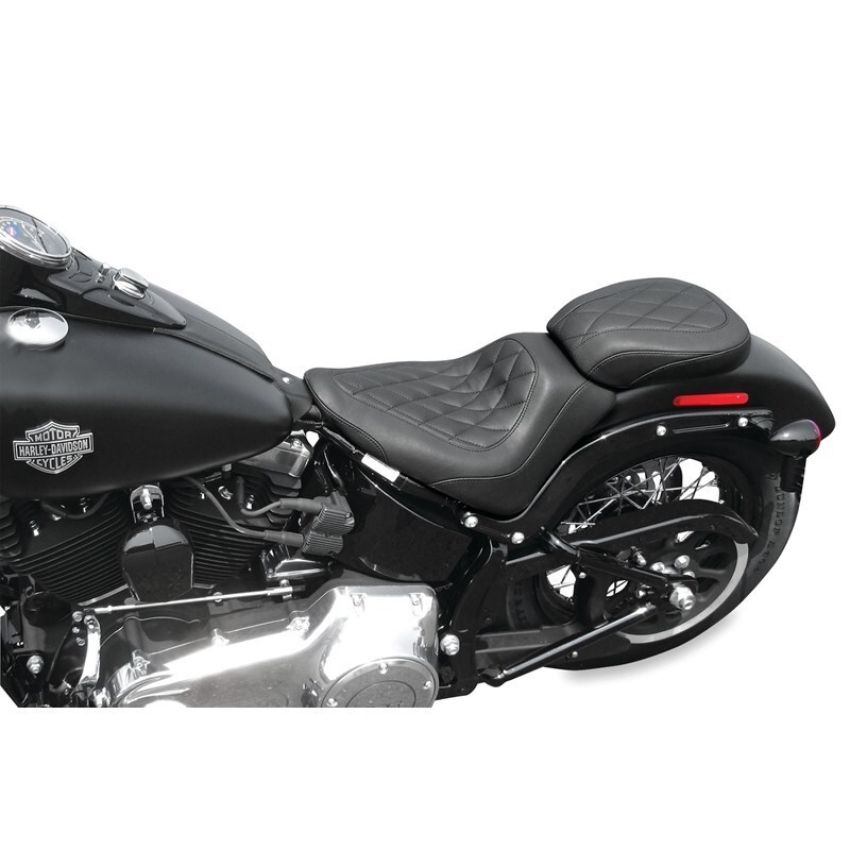 Mustang Motorcycle 76762 Mustang 11-13 Harley Blackline, 12-17 Slim,Slim S Wide Tripper Solo Seat Diamond Stitch - Black