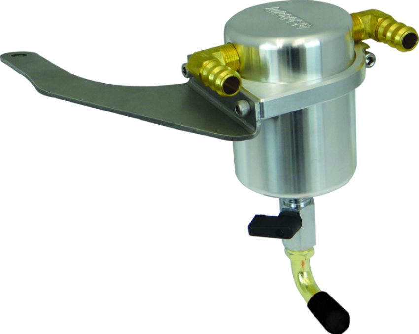 Moroso 85522 15-17 Ford Mustang GT Air/Oil Separator Catch Can - Large Body - Billet Aluminum