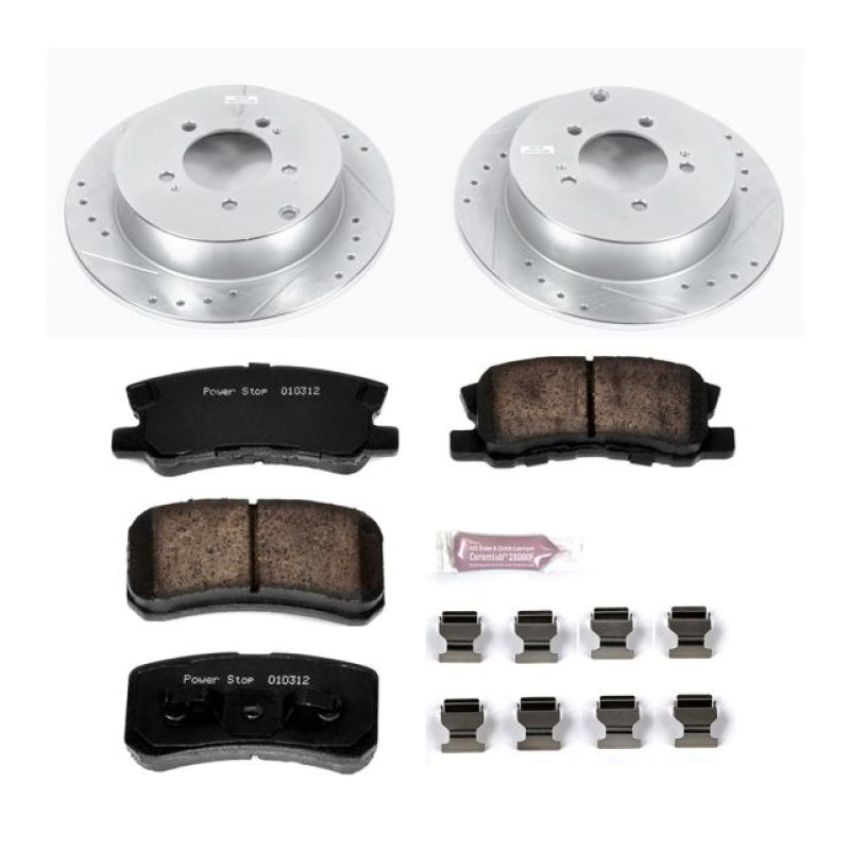 PowerStop K5499 Z23 Daily Driver Carbon-Fiber Ceramic Brake Pad and Drilled & Slotted Rotor Kit