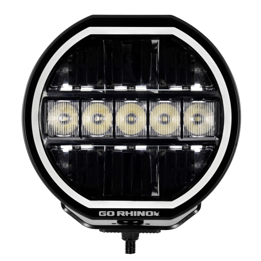 Go Rhino 751080711CRS Xplor Blackout Series Maxline LED Hi/Low Beam w/Multi DRL (Surface Mount) 7in. - Blk