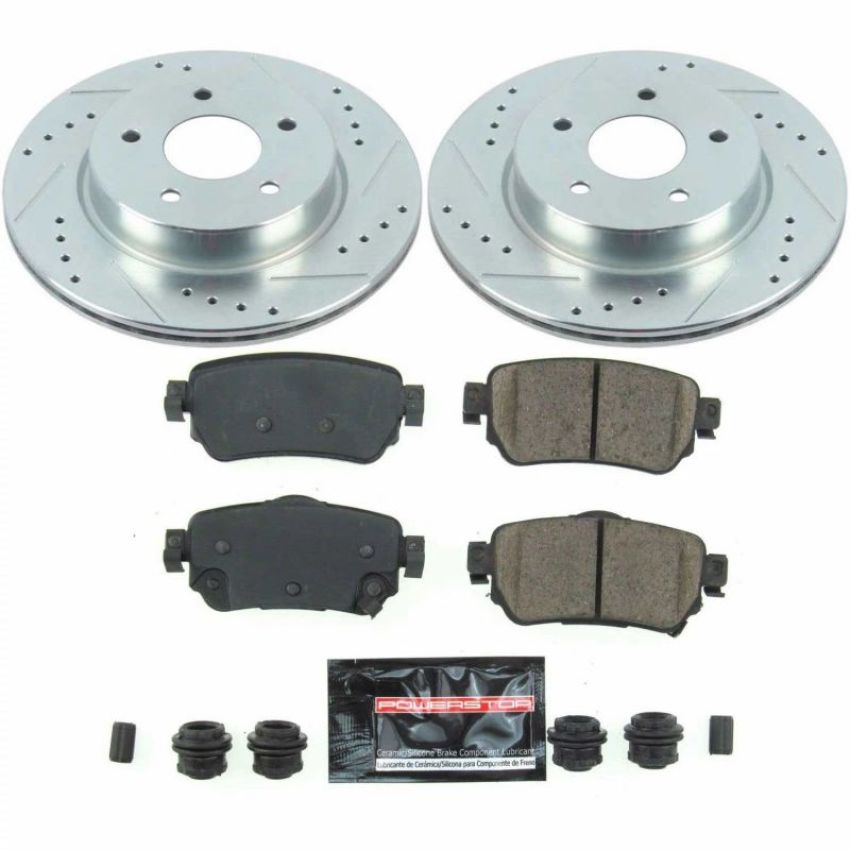 PowerStop K8313 Z23 Daily Driver Carbon-Fiber Ceramic Brake Pad and Drilled & Slotted Rotor Kit
