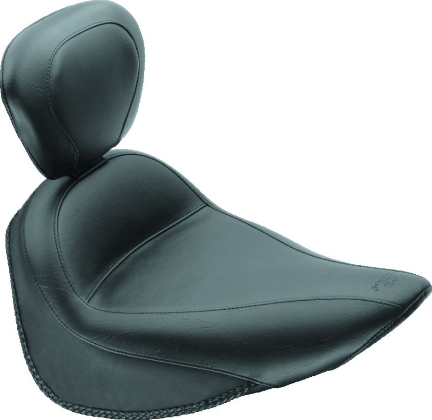 Mustang Motorcycle 79716 Mustang 84-06 Harley Standard Rear Tire Standard Touring Solo Seat w/Driver Backrest - Black