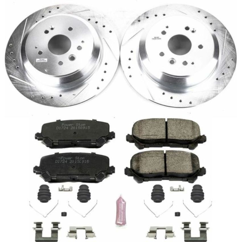 PowerStop K6953 Z23 Daily Driver Carbon-Fiber Ceramic Brake Pad and Drilled & Slotted Rotor Kit