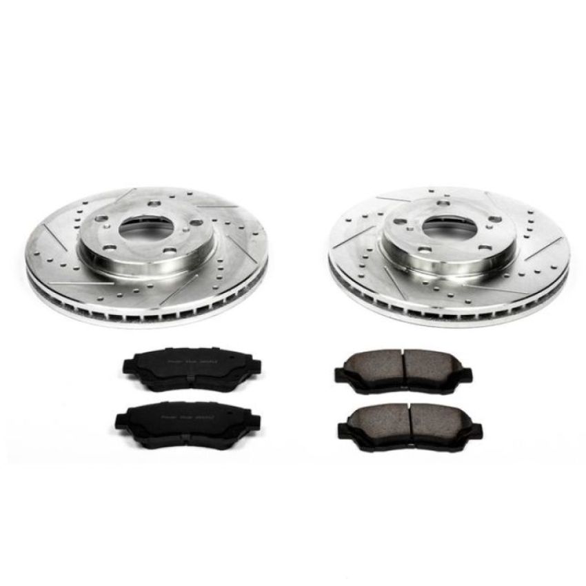 PowerStop K1054 Z23 Daily Driver Carbon-Fiber Ceramic Brake Pad and Drilled & Slotted Rotor Kit