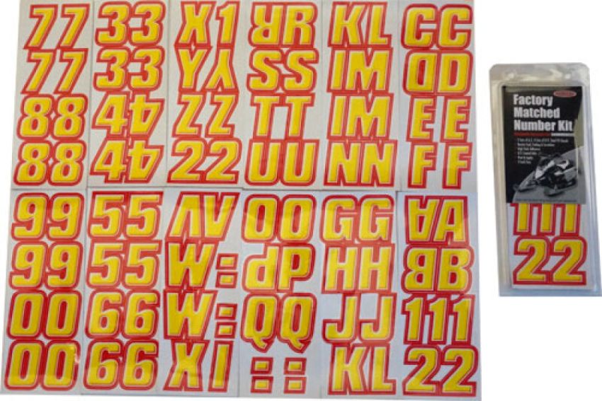 Hardline YERED500 Snowmobile Lettering Registration Kit 2 in. - 500 Yellow/Red