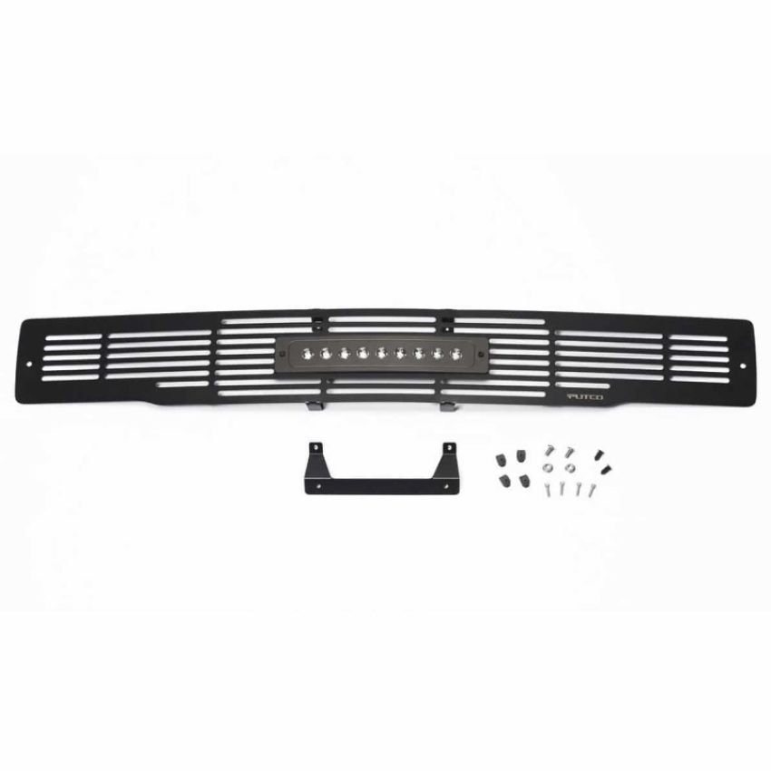 Putco 87160L 15-17 Ford F-150 - SS Black Bar Design w/10in Luminix Light Bar Bumper Grille Inserts