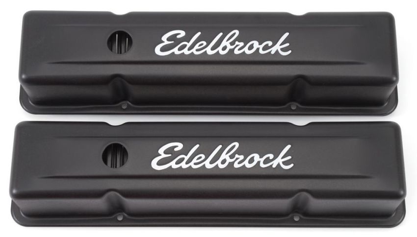 EDELBROCK EDE4643 Valve Cover Kit SBC Signature Series Black