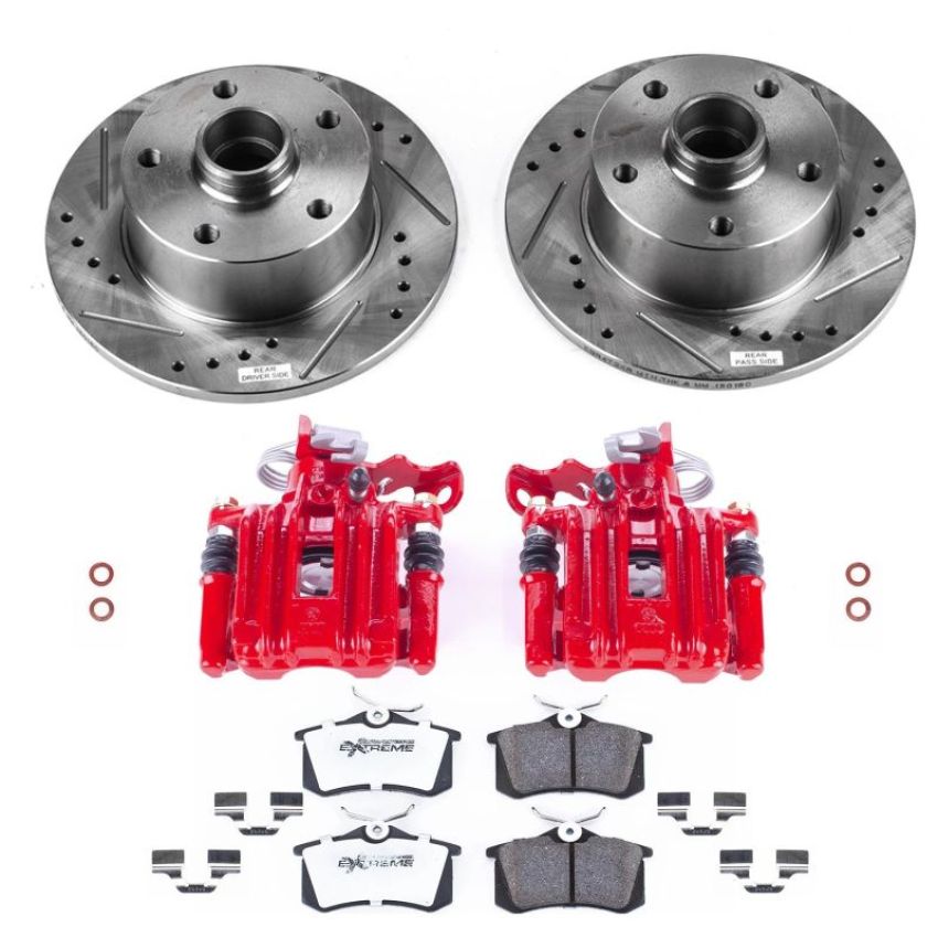 PowerStop KC3064-26 Z26 Street Performance Ceramic Brake Pad, Drilled Slotted Rotor, and Caliper Kit