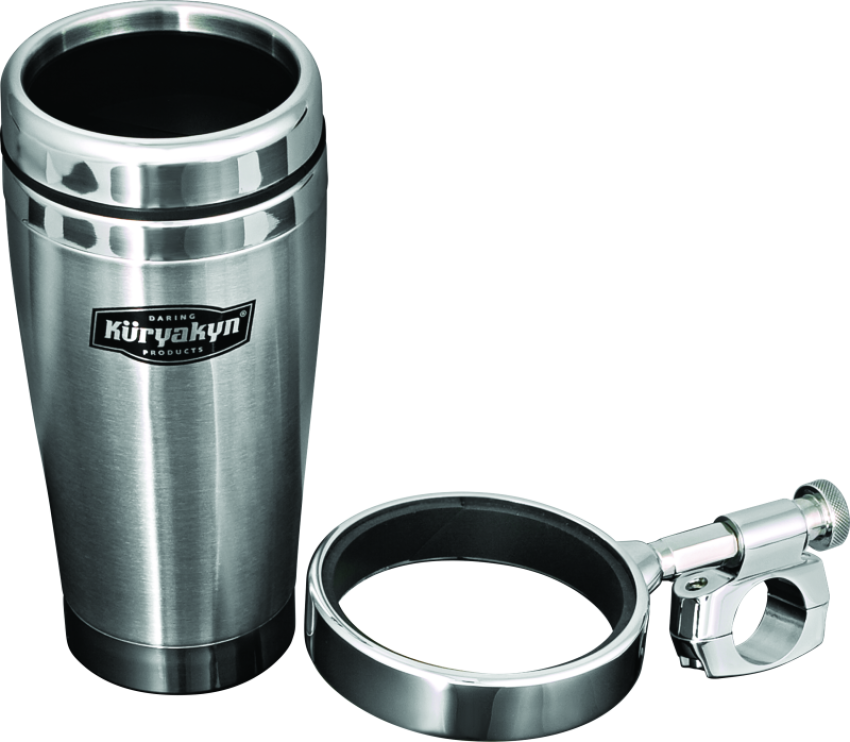Kuryakyn 1464 Drink Holder With Stainless Steel Mug 1in Bar Clamp Chrome