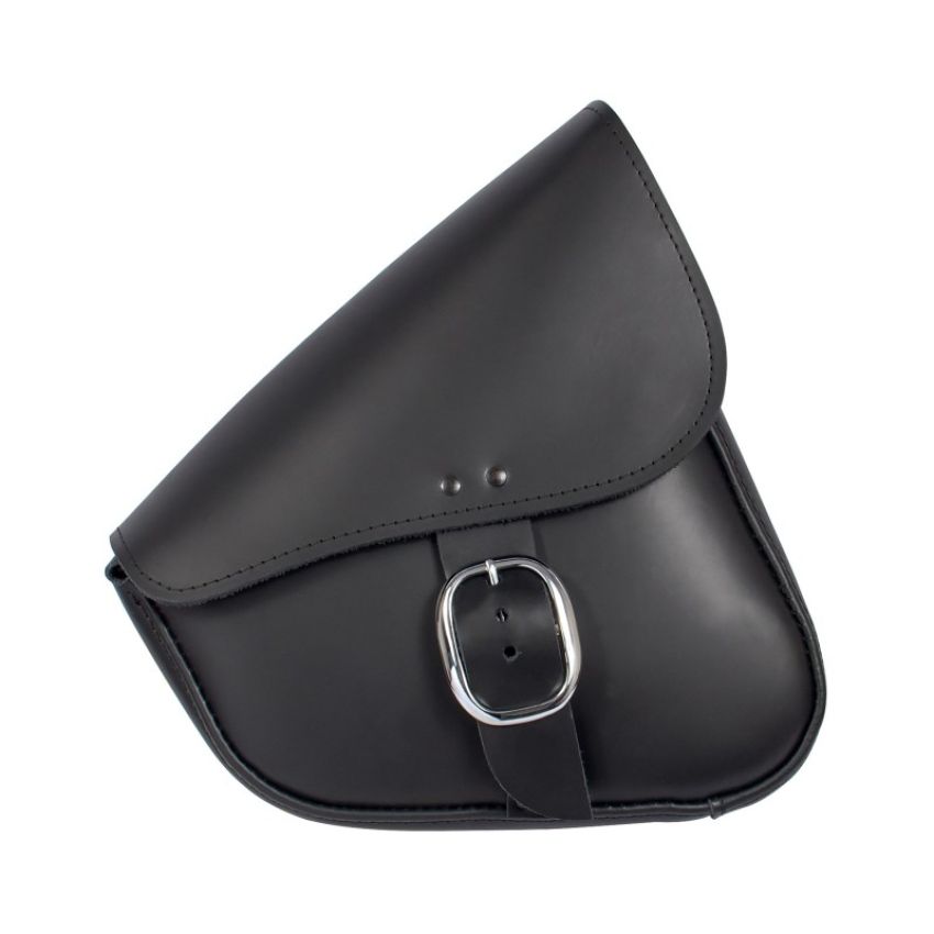 Willie & Max 59904-00 HD Sportsters, Custom Hard Tails Leather Swingarm Bag w/Chrome Buckle - Black