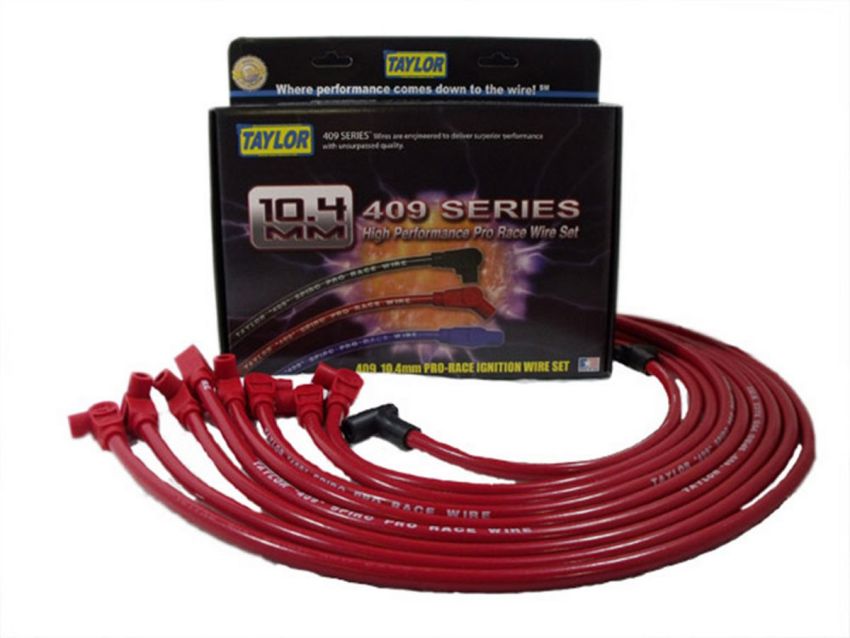 Taylor Cable 79230 Race-Fit 409 Plug Wire Red SBC HEI Under Header
