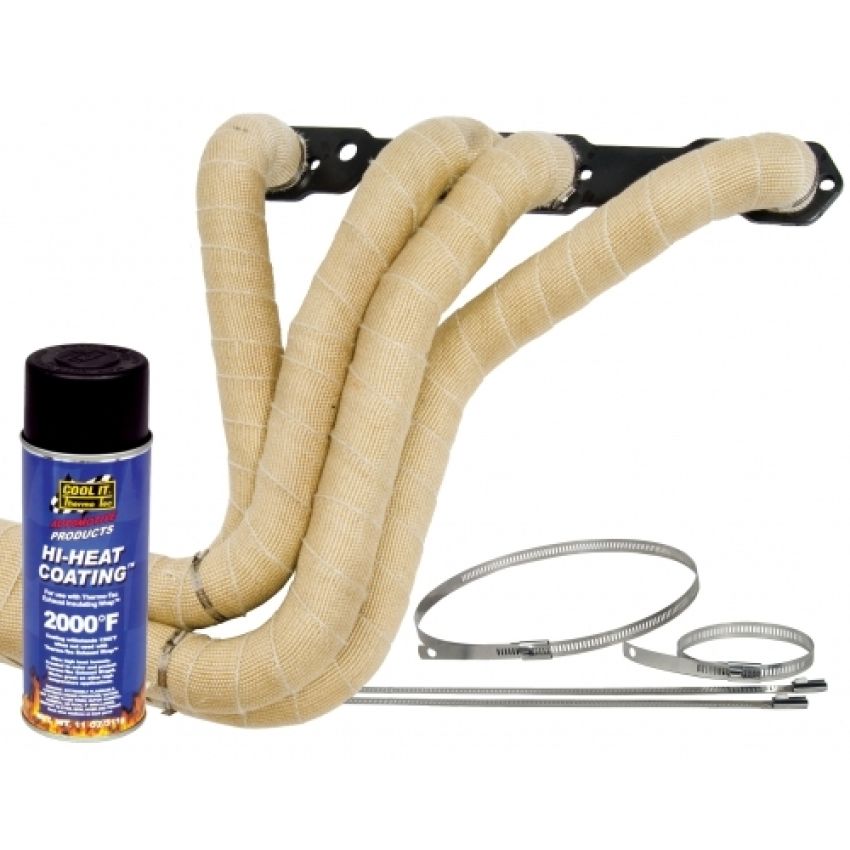 Exhaust Wrap 2 Inch x 50 Foot Natural Color 2 Roll Kit Up to 2000 Degree F 6-8 Cylinder Applications Thermo Tec