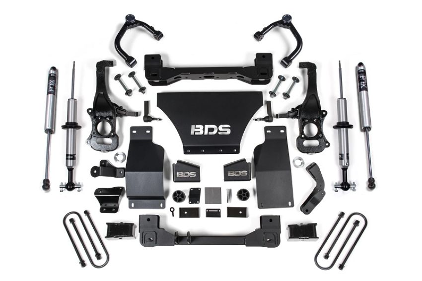 25-Up Silverado/Sierra 1500 4WD 4 Inch Suspension Lift Kit V8 Gas 3 Inch Rear Block Fox 2.0 IFP PS Snap Ring Strut Front Fox 2.0 IFP PS Rear BDS Suspension