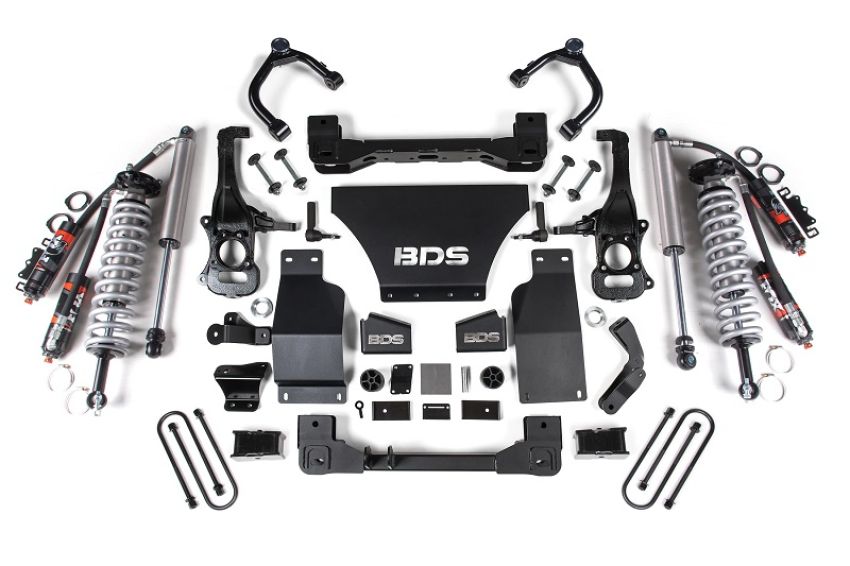 25-Up Silverado/Sierra 1500 4WD 4 Inch Suspension Lift Kit V8 Gas 3 Inch Rear Block -Fox 2.5 PES C/O Front Fox 2.5 PES Rear BDS Suspension