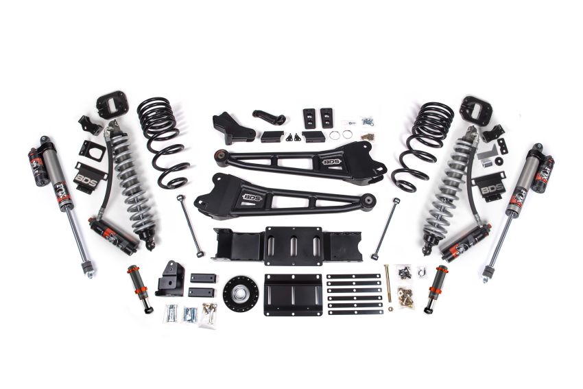 2025 Ram 2500 4WD (Diesel) 6 Inch Radius Arm Suspension Lift Kit, 4.5 Inch Rear Lift, Coil Spring - Fox 2.5 PES C/O, Fox 2.0 IFP Bump Stop, Fox 2.5 PES Shocks BDS Suspension