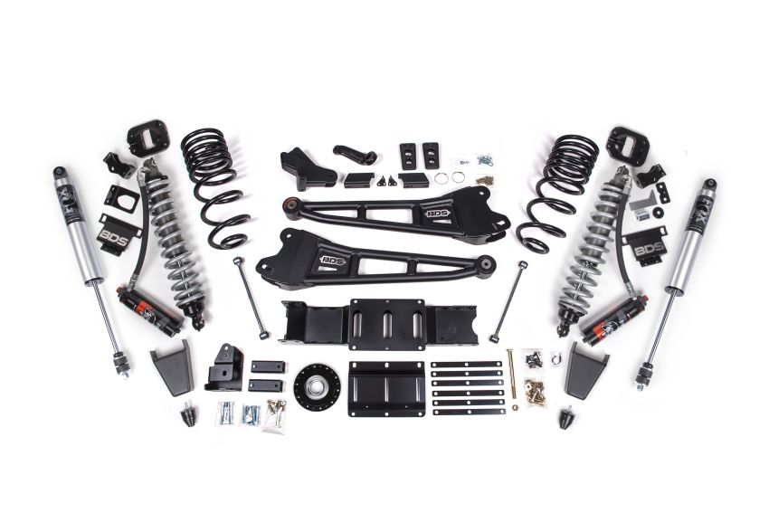 2025 Ram 2500 4WD (Diesel) 4 Inch Radius Arm Suspension Lift Kit W/ Indexing Ring, 2.5 Inch Rear Lift, Coil Spring - Fox 2.5 PES C/O, Fox 2.5 IFP PS Shocks BDS Suspension