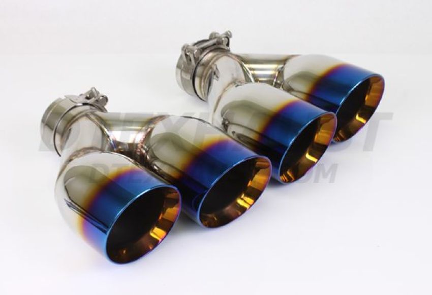 Different Trend Bolt-on Dual 3.50″ Double Wall Staggered Slant W/blue Flame, Pas BQ9-253562RBF