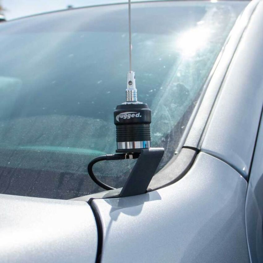 Rugged Radios ANT-FENDER-KIT A-Pillar Antenna Mount (Ford F-Series Chevy Silverado Dodge Ram) w/ Adapter Plate
