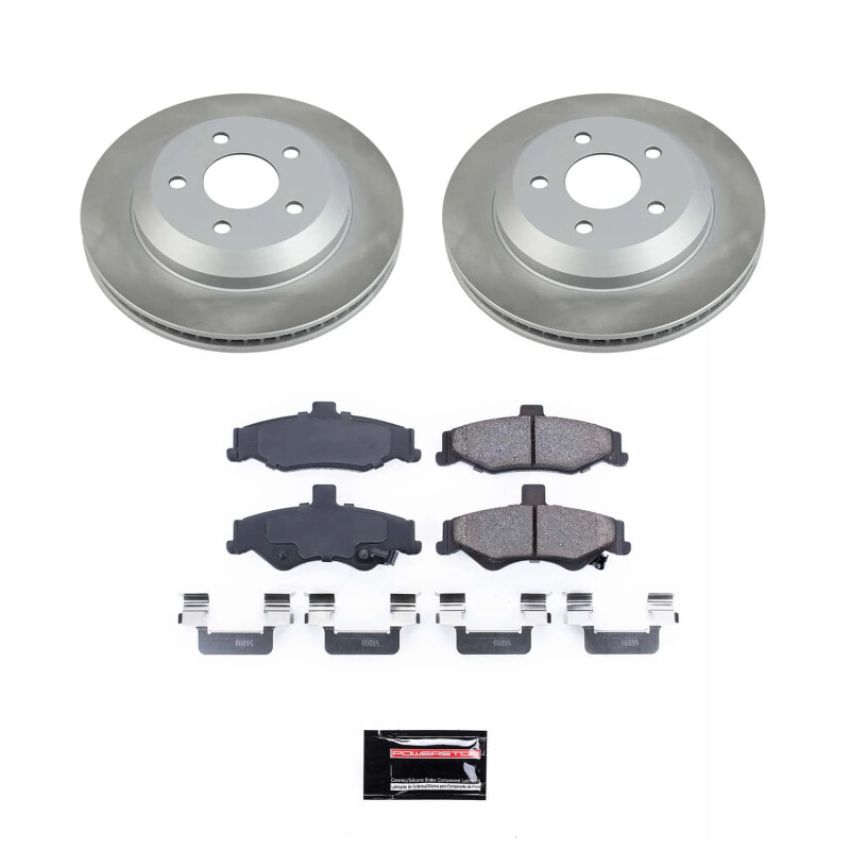PowerStop SC1568 Semi-Coated Rotor and Low-Dust Ceramic Brake Pad Kit