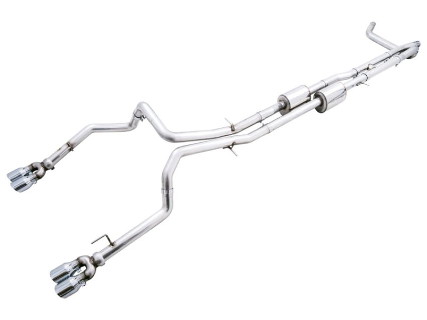 AWE Tuning 3015-42284 22-23 GMC Sierra 1500 AT4X 6.2L 0FG Catback Split Dual (Flat Bumper) - Chrome Silver Tips