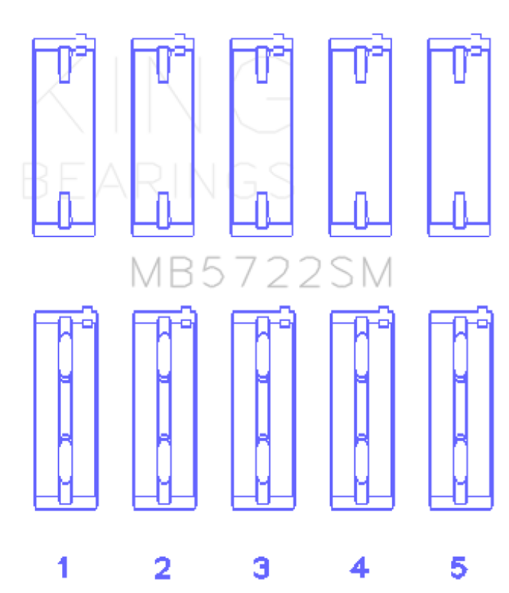King Engine Bearings MB5722SM0.5 Mitsubishi 4B11T Turbo Evo X/2007-> (Size +0.50mm) Main Bearing Set