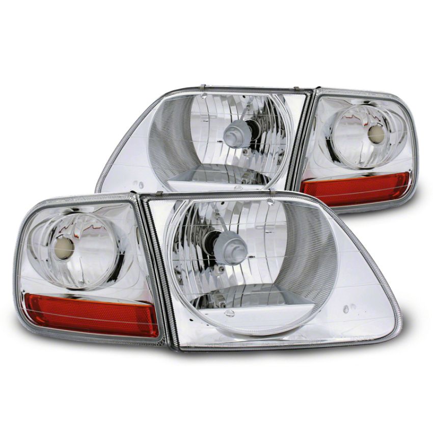 Raxiom T542853 97-03 Ford F-150 G2 Euro Headlights w/ Parking Lights- Chrome Housing (Clear Lens)
