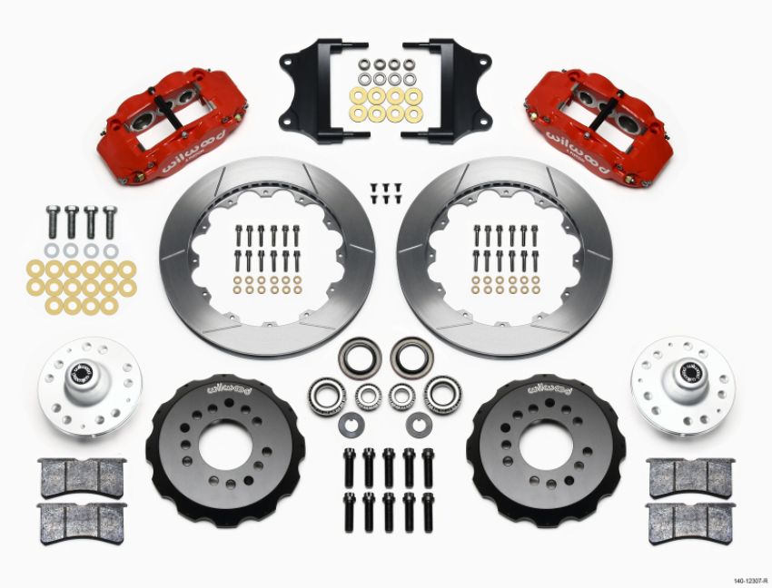 Wilwood 140-12307-R Narrow Superlite 6R Front Hub Kit 12.88in Red Heidts Tri -5 2 inch Drop Spindle