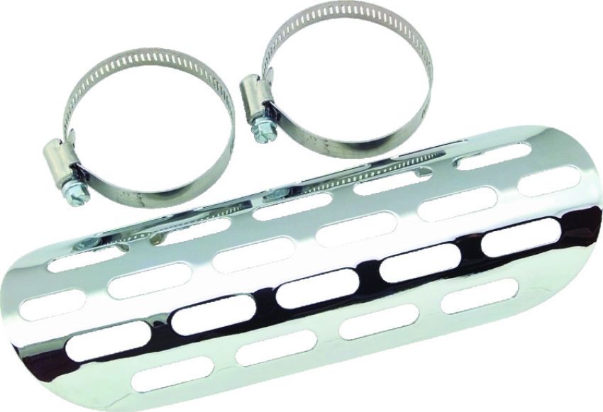 Bikers Choice 150861 Chrome Perforated Heat Shield Fits 1 3/4 & 2 Inch Pipe Custom