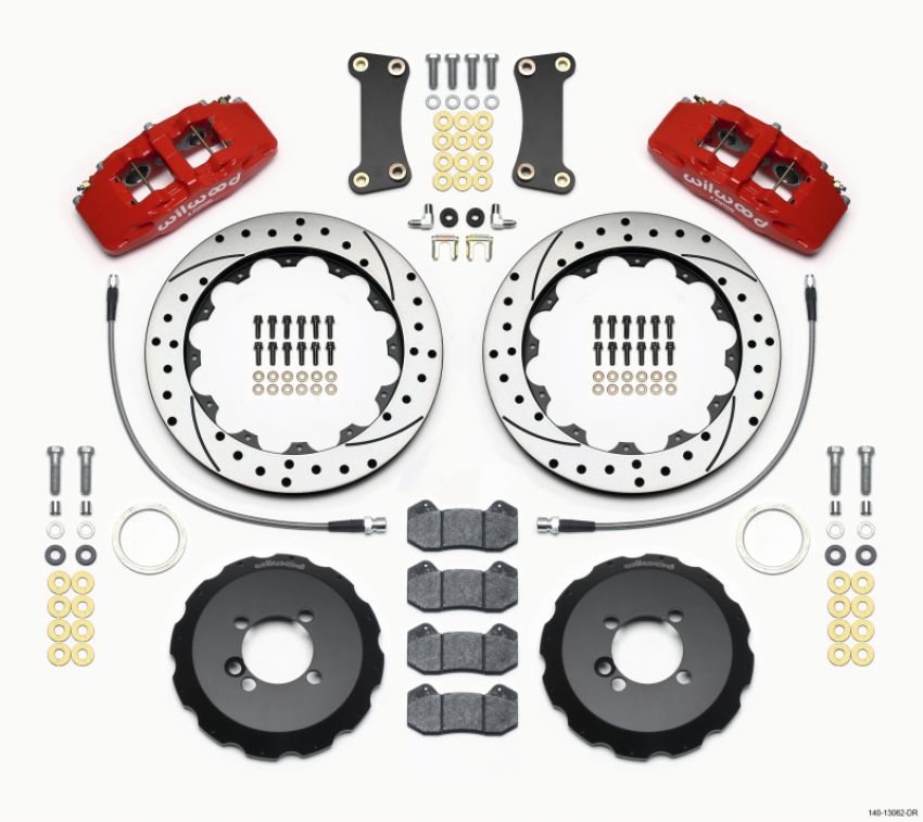 Wilwood 140-13062-DR Dynapro 6 Front Hat Kit 12.88in Drilled Red 2002-Up Mini Cooper w/ Lines
