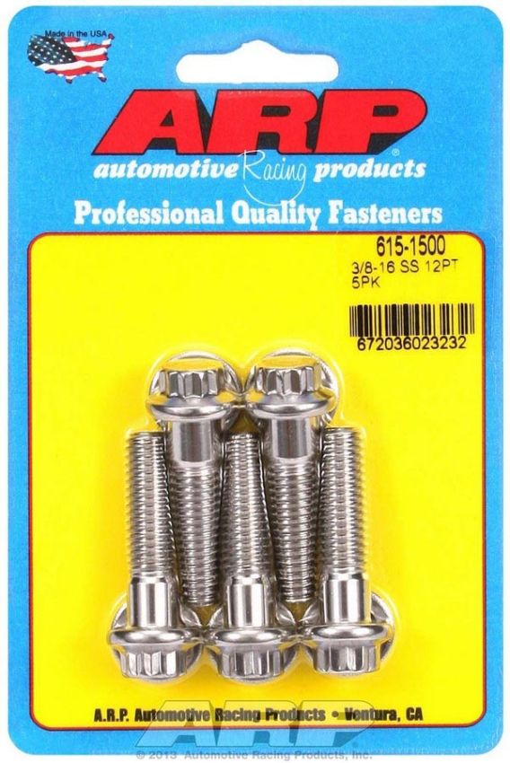 ARP ARP615-1500 S/S Bolt Kit - 12pt. (5) 3/8-16 x 1.500