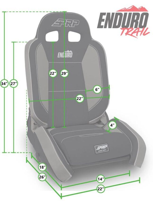 PRP Seats A8801045-241 PRP EnduroTrail Reclining Suspension Seat - Black Suede - Passenger