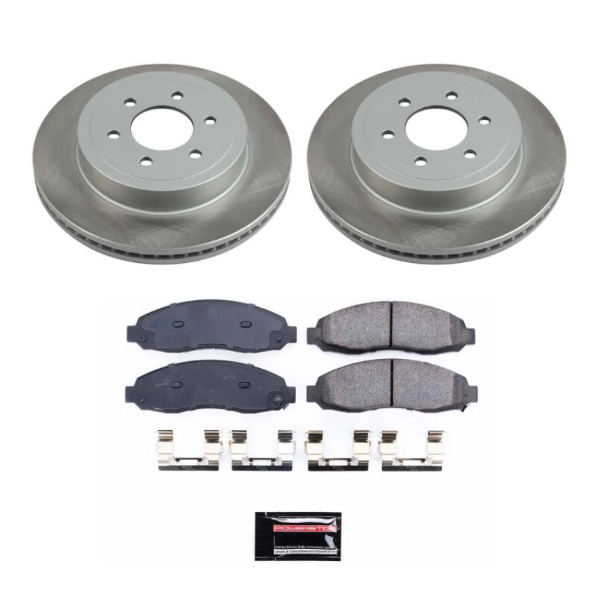 PowerStop SC2187 Semi-Coated Rotor and Low-Dust Ceramic Brake Pad Kit