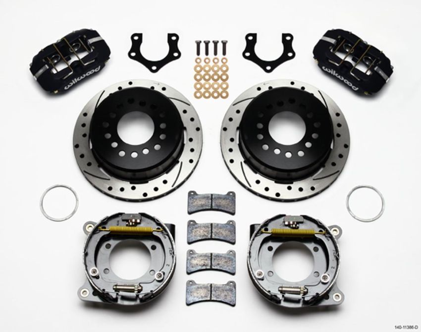 Wilwood 140-11386-D Dynapro Low-Profile 11.00in P-Brake Kit Drilled Mopar/Dana 2.50in Off w/Snap Ring Brng