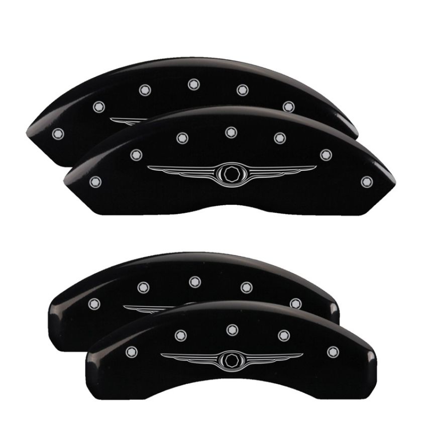 MGP 32021SCW1BK 4 Caliper Covers Engraved Front & Rear Style 1/Chrysler Wing Black finish silver ch